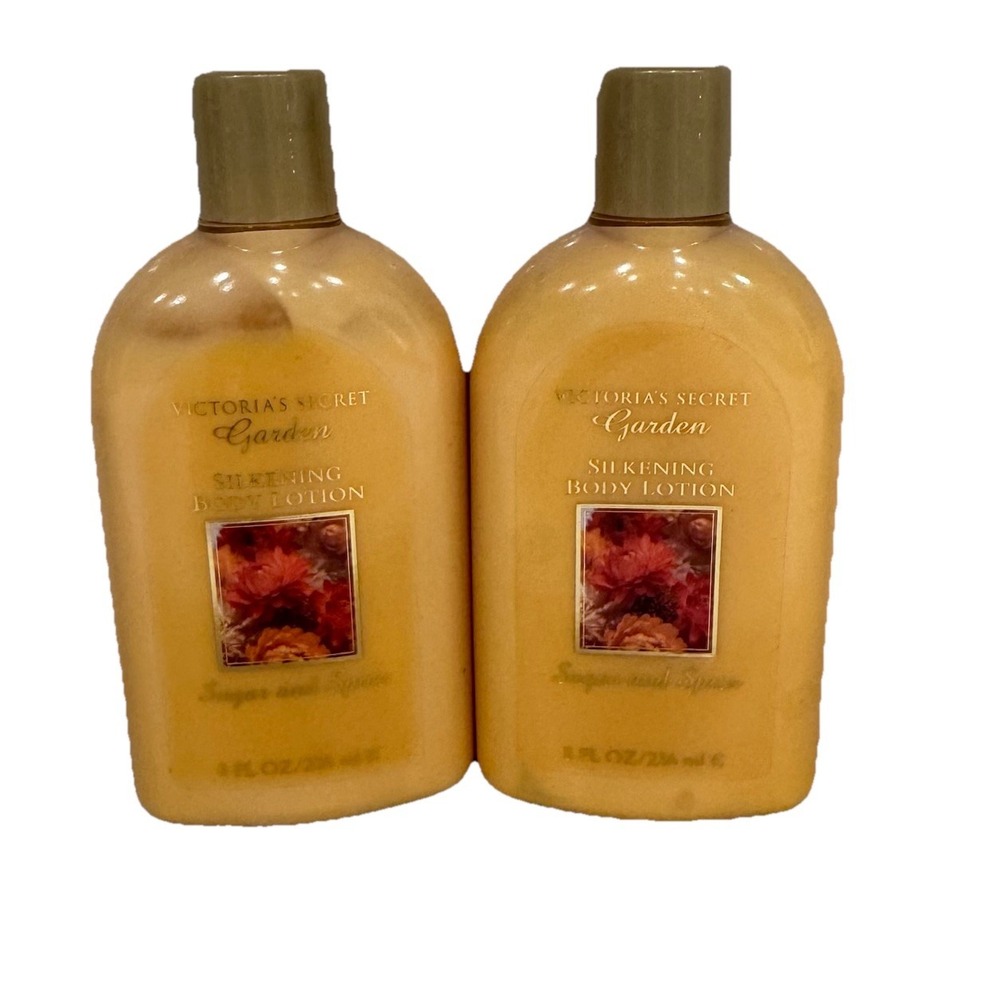 VTG Victoria's Secret Garden Silkening Lotion Sugar and‎ Spice 8oz - LOT 2 NOS